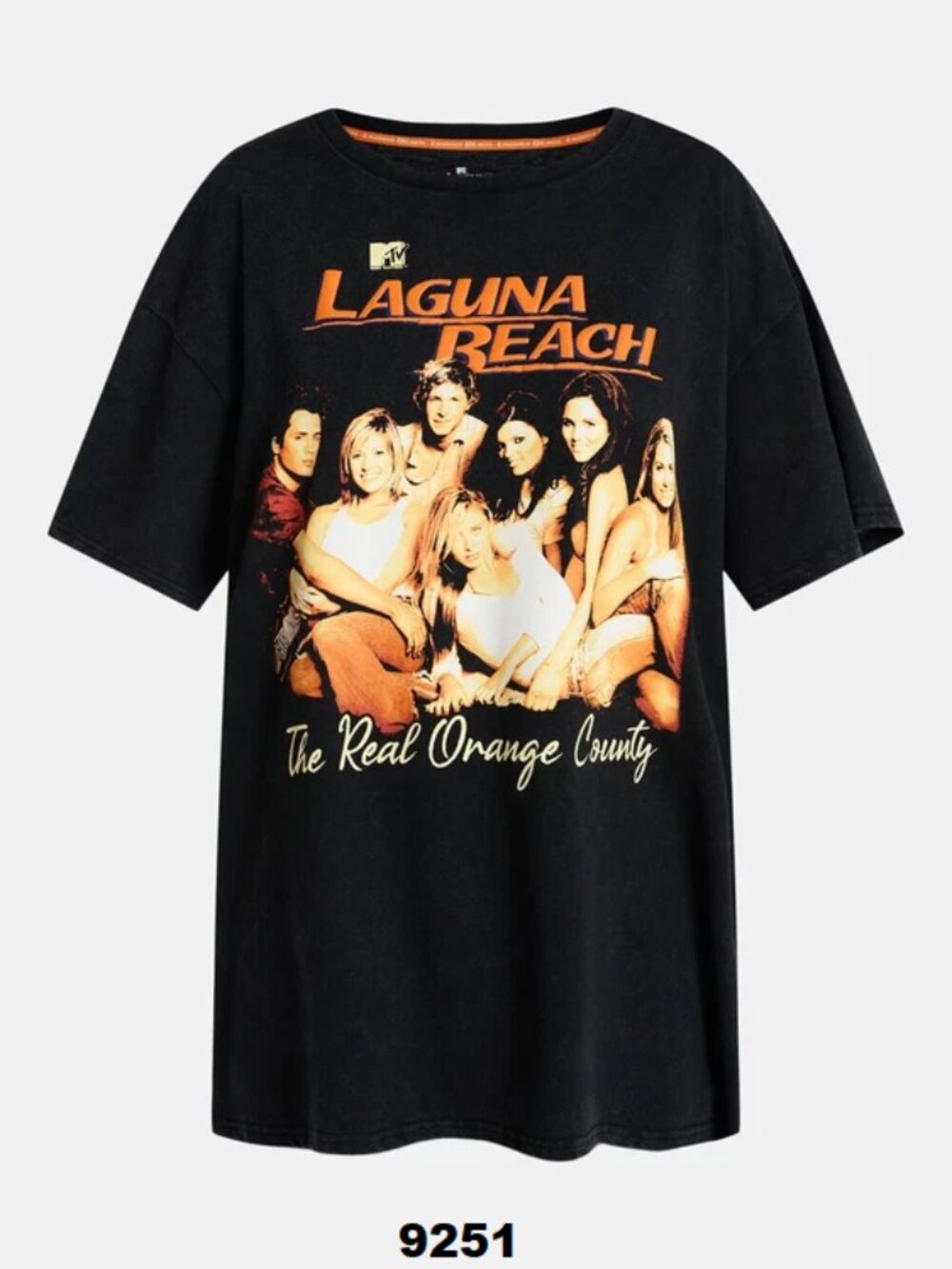 N.W.T Laguna Beach Women's Medium Black Oversized 2-Sided Graphic Tee Shirt